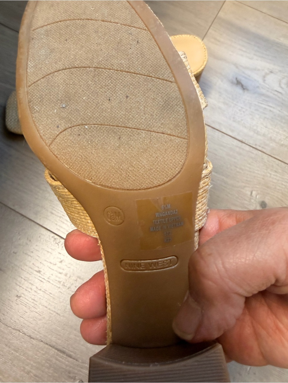 Nine West Woven Tan Slide Mules - Picture 5 of 8